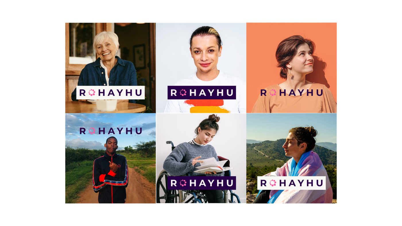 Exemplos de fotos de perfil em formato quadrado com a marca ROHAYHU
